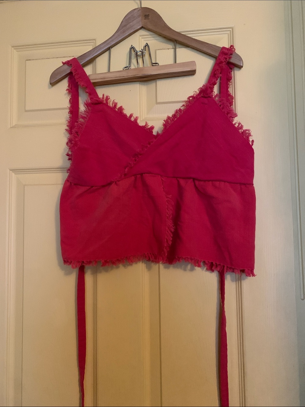 Handmade Babydoll Tie Pink Boho Fringe Western Cowgirl Festival Y2K Cami Top
